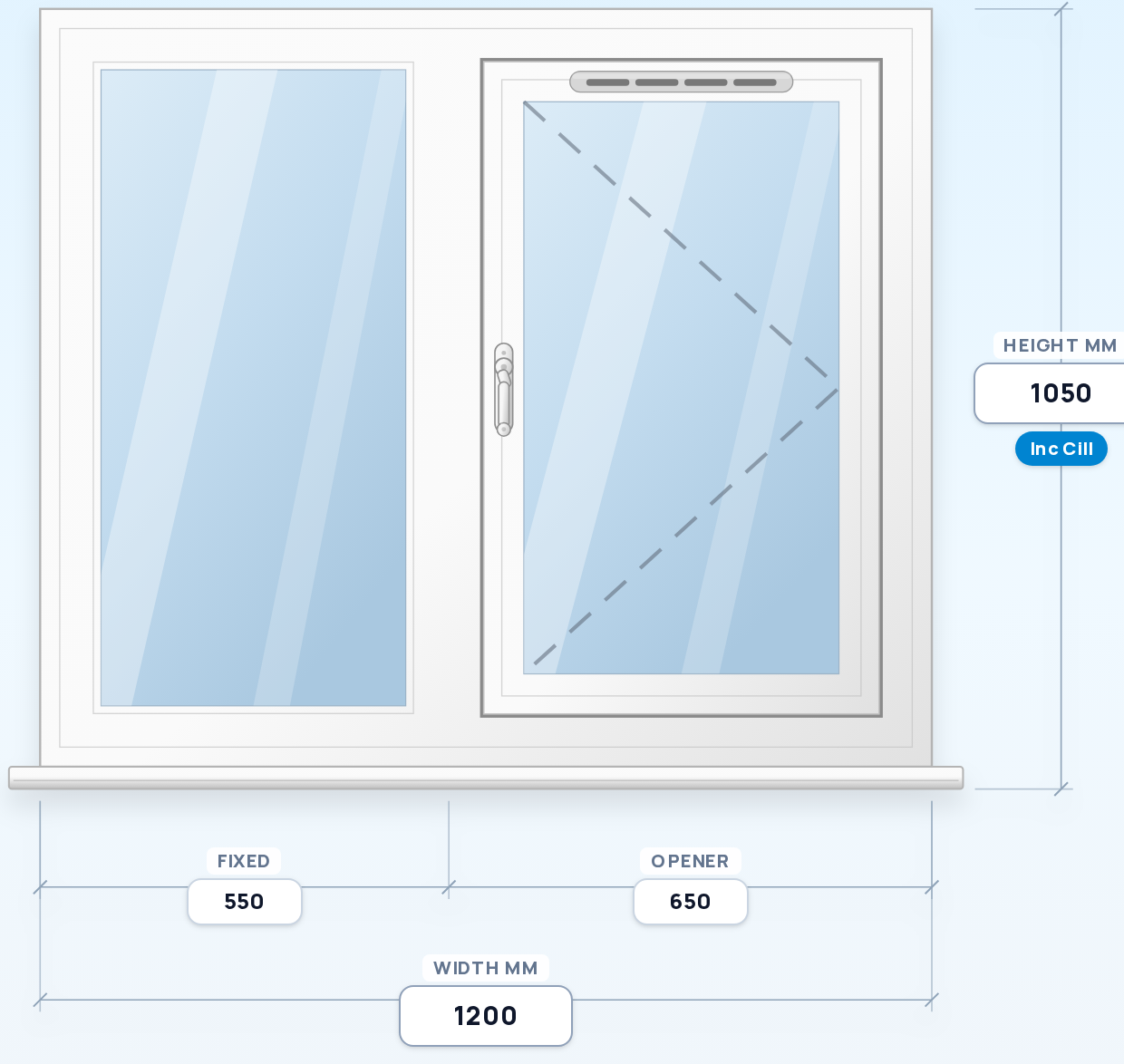 Fixed + Side Opener window drawing