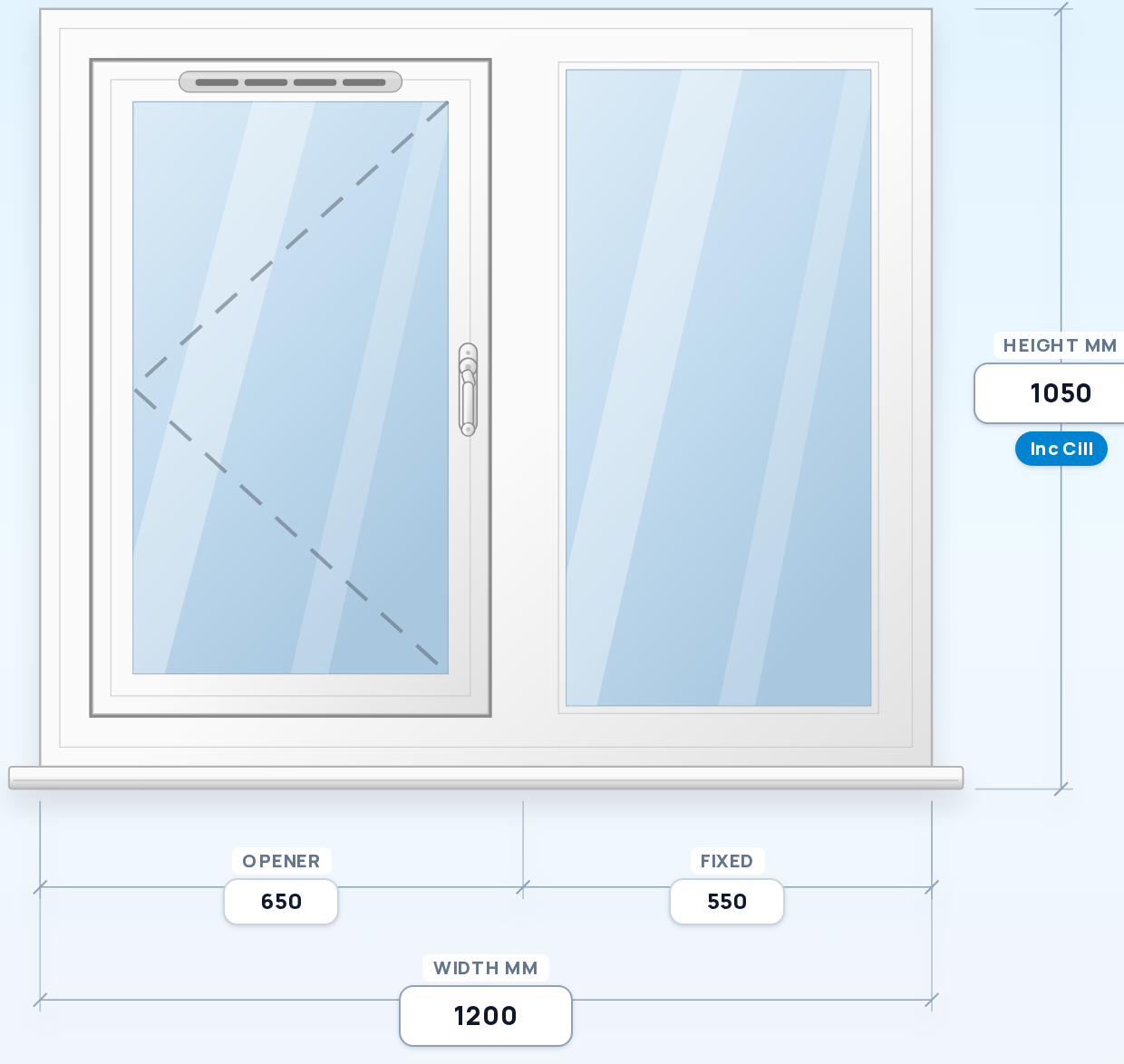 Side Opener + Fixed window drawing