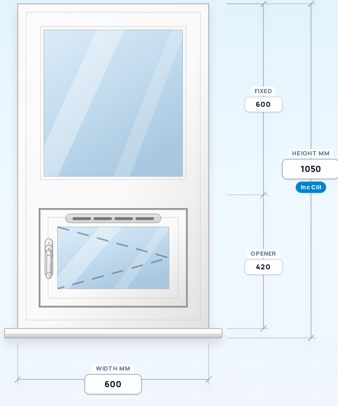 Fixed over Side Opener (R) window drawing