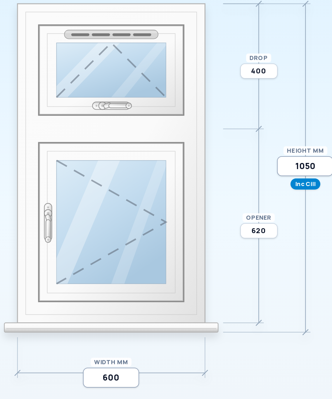 Top Vent over Side Opener (R) window drawing