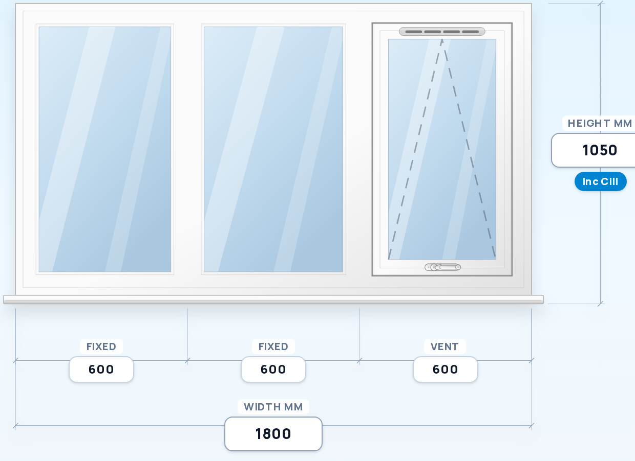 Fixed + Fixed + Top Vent window drawing