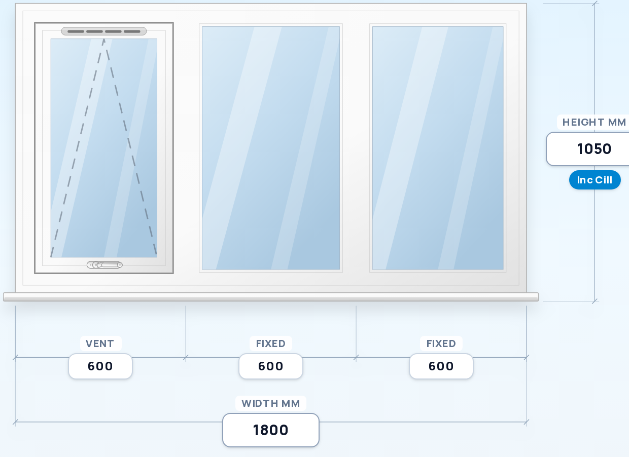 Top Vent + Fixed + Fixed window drawing