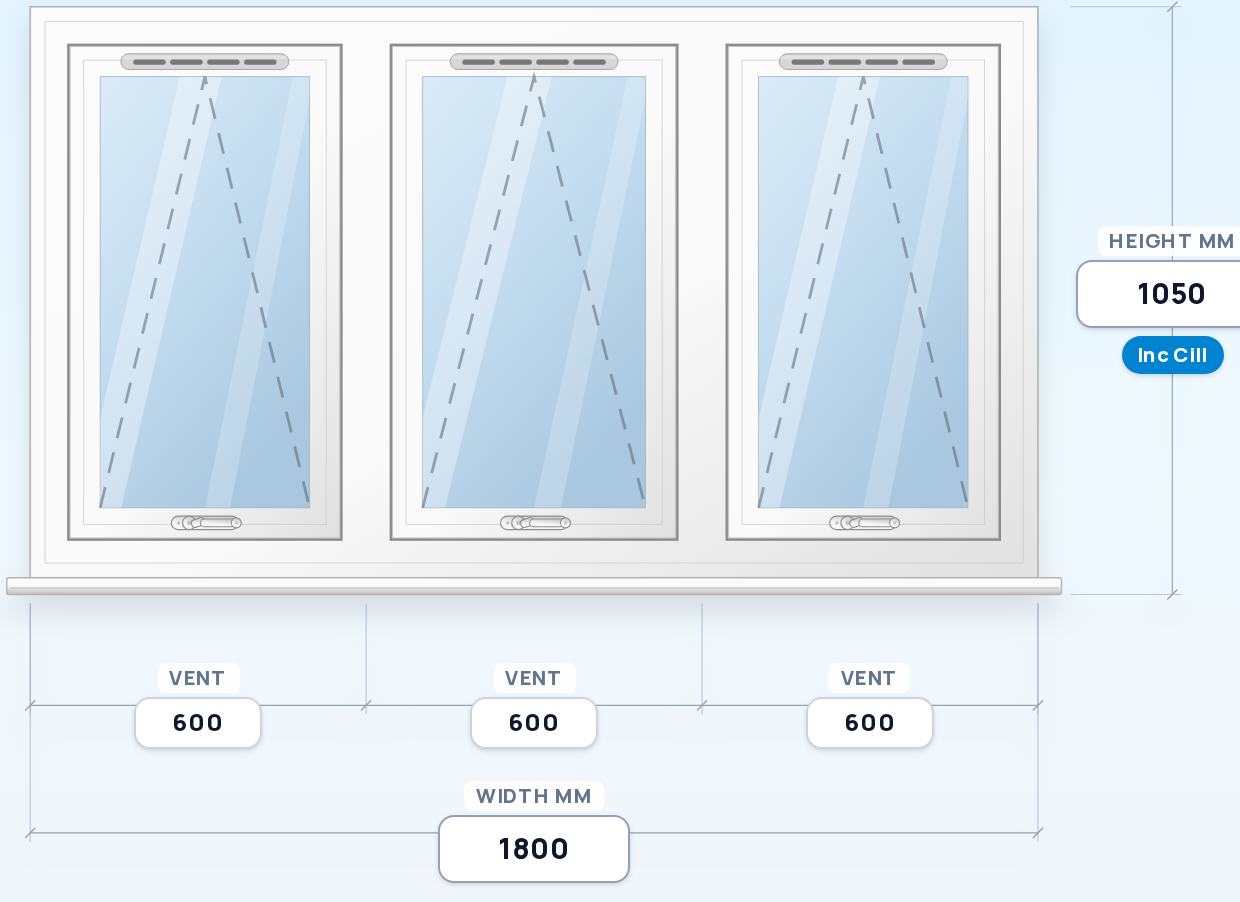 Three Top Vents window drawing