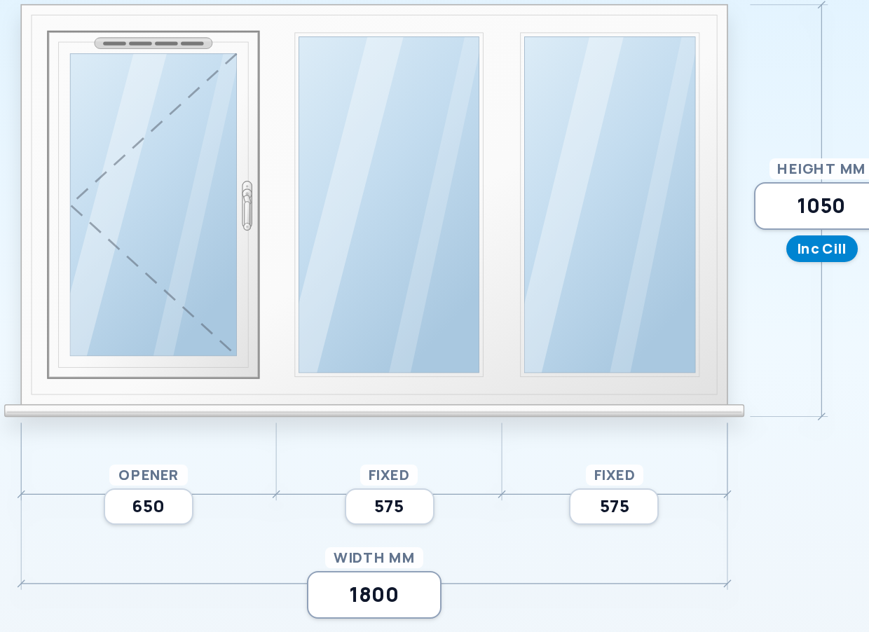 Side Opener + Fixed + Fixed window drawing