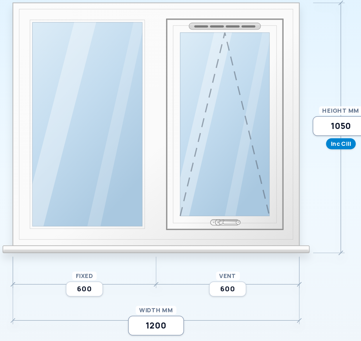 Fixed + Top Vent window drawing
