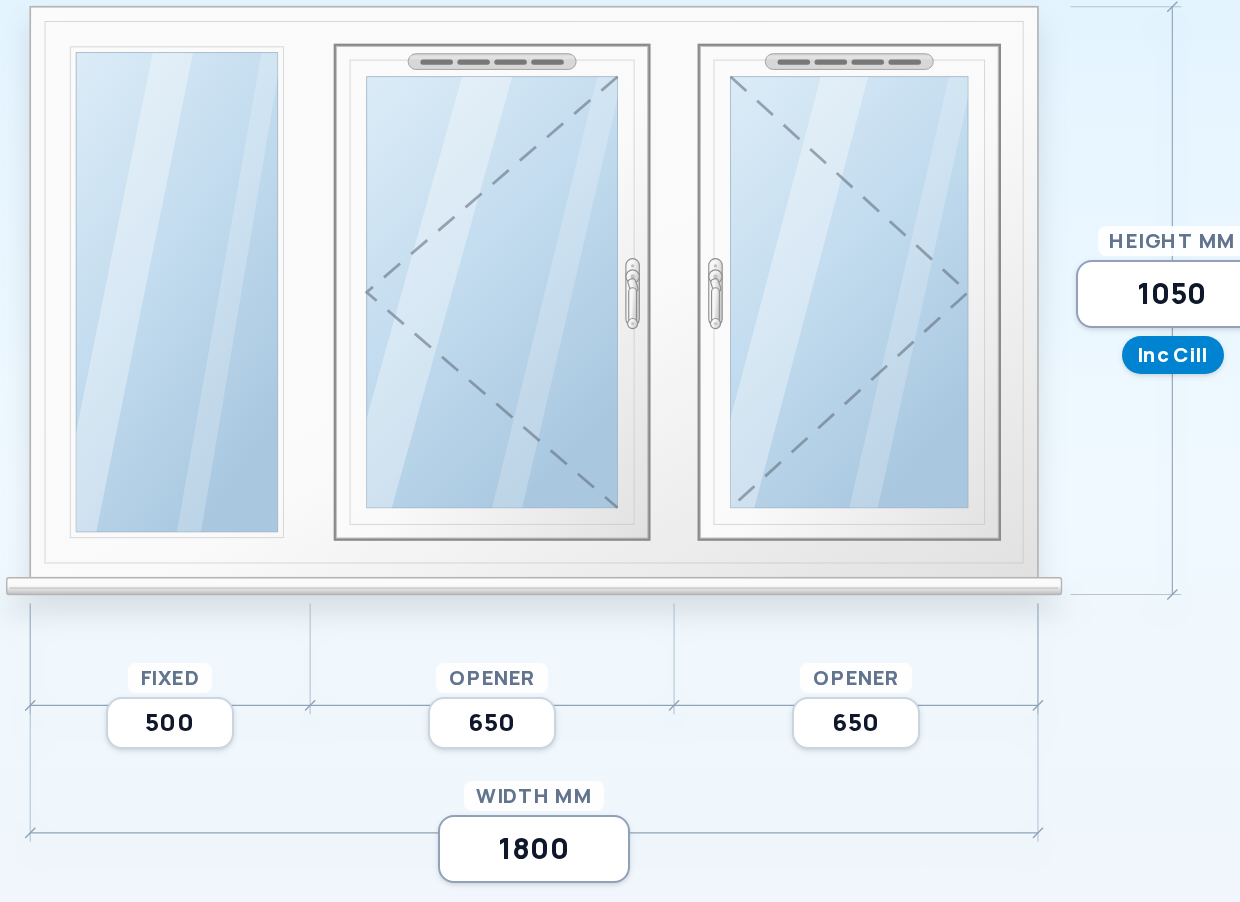 Fixed + Side Opener + Side Opener window drawing