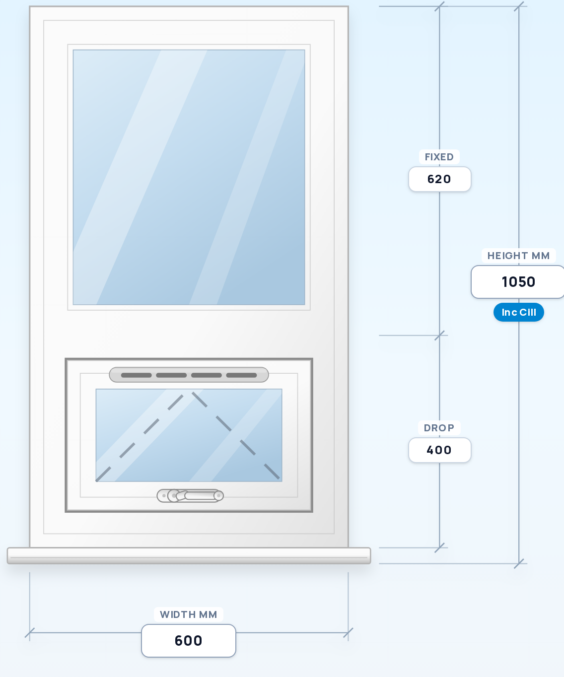 Fixed over Top Vent window drawing