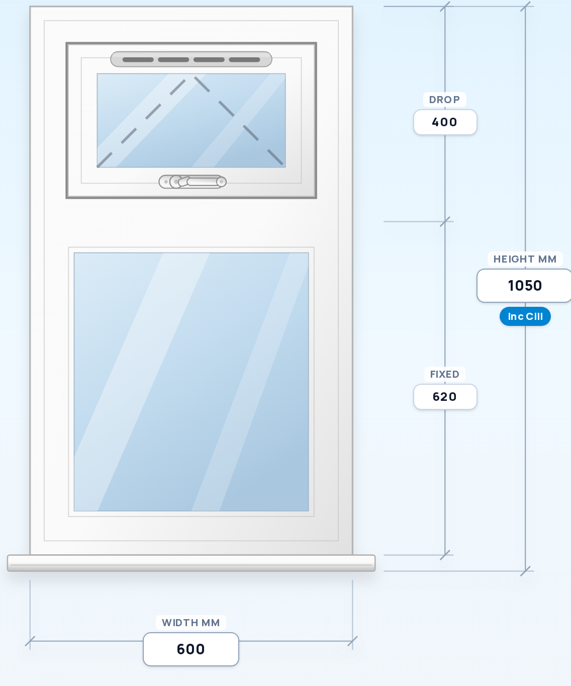 Top Opener over Fixed window drawing