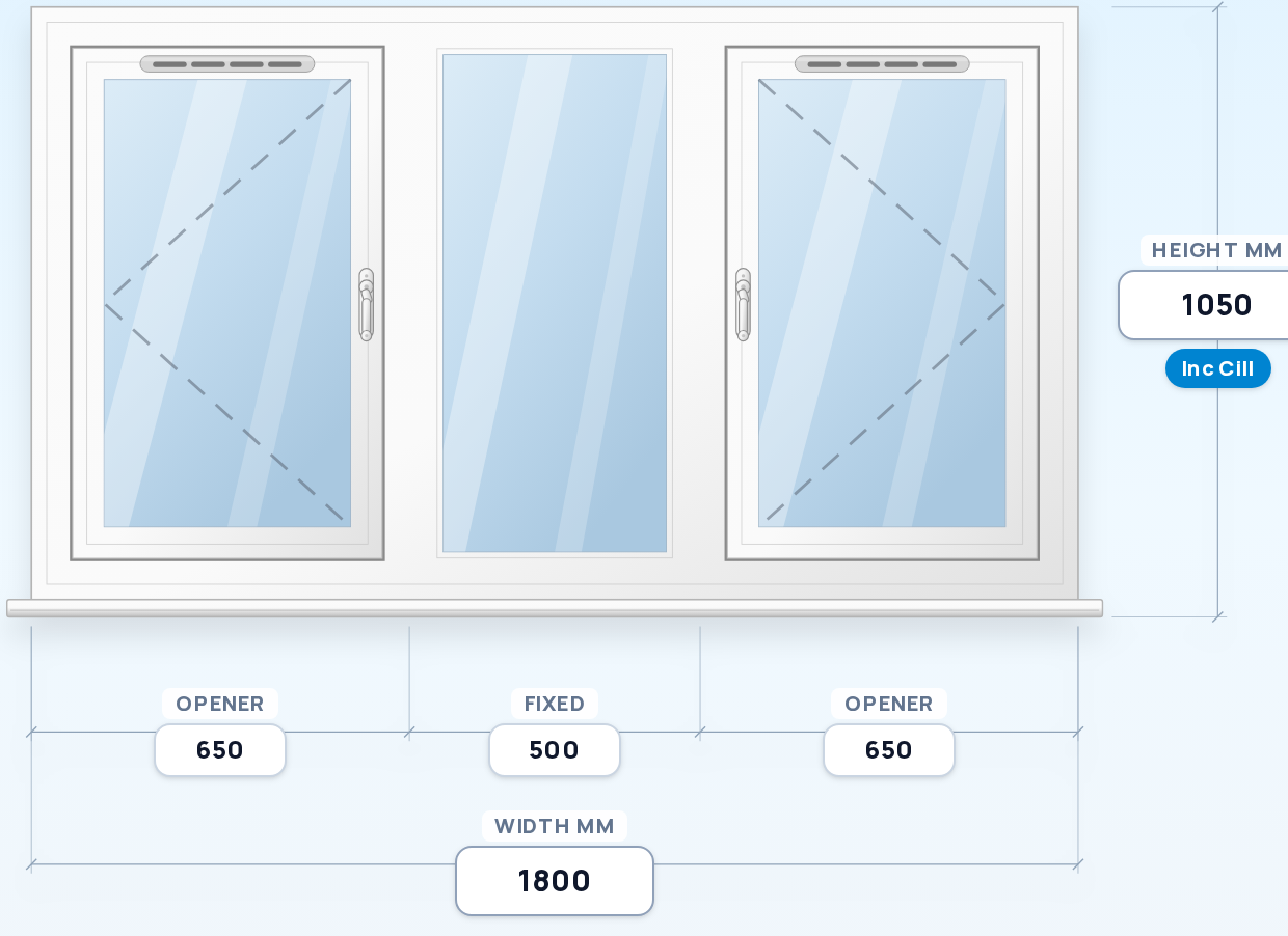 Triple: Side / Fixed / Side window drawing