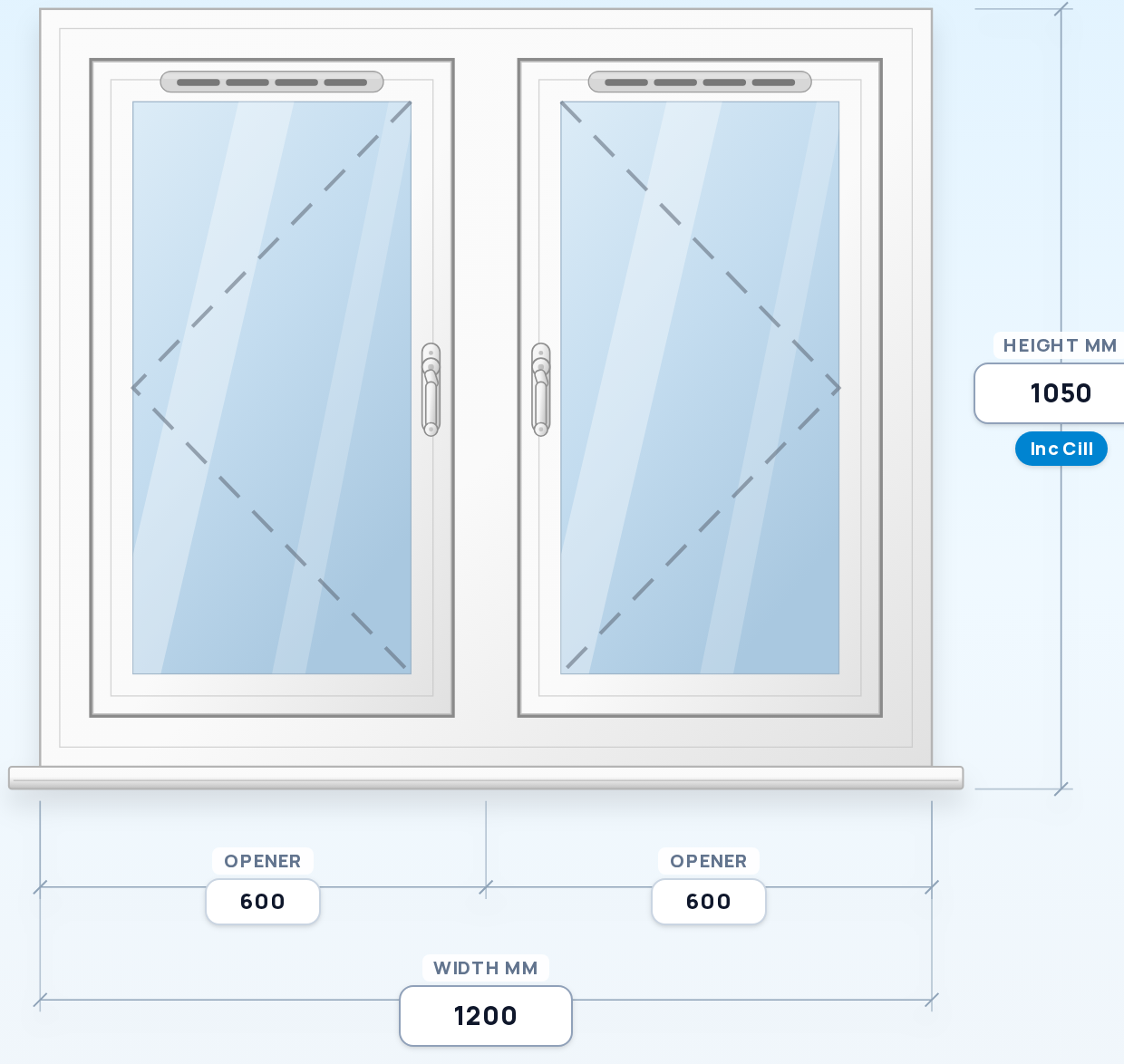 Twin Side Openers window drawing