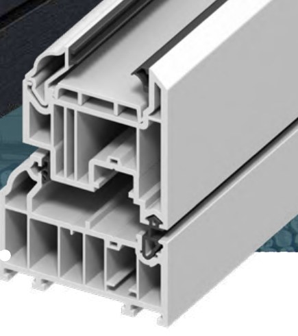 Cut-away section of the Eurologik 70mm profile showing its insulating chambers